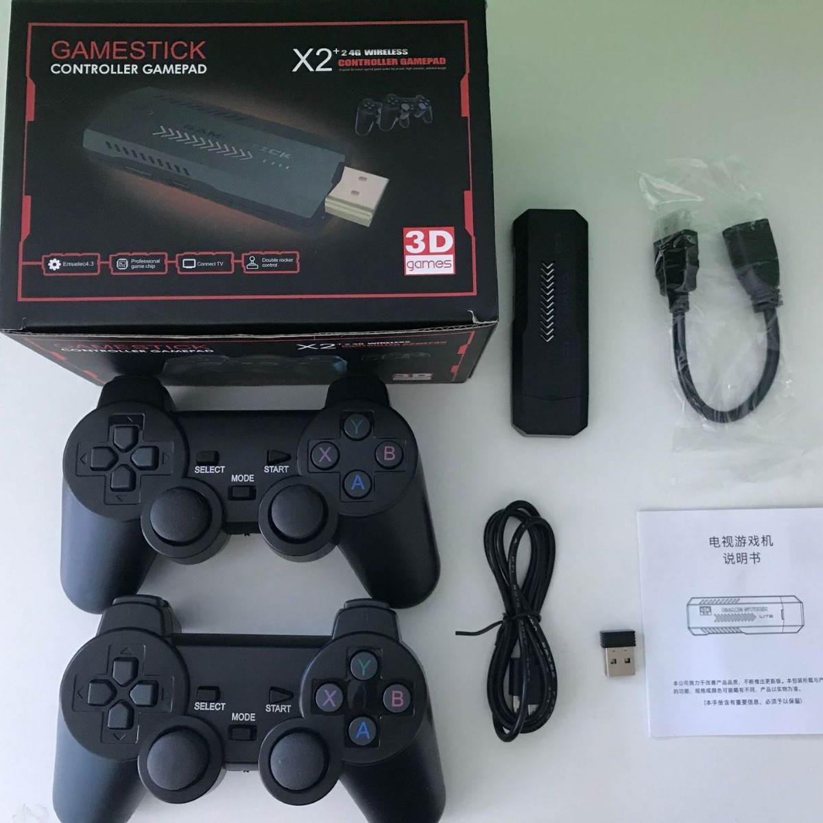 Retro Gaming Arcade Console - X2 Retro-Videospielkonsole 2,4G Kabellose Doppel-Controller 3D-Arcade-Spielstick
